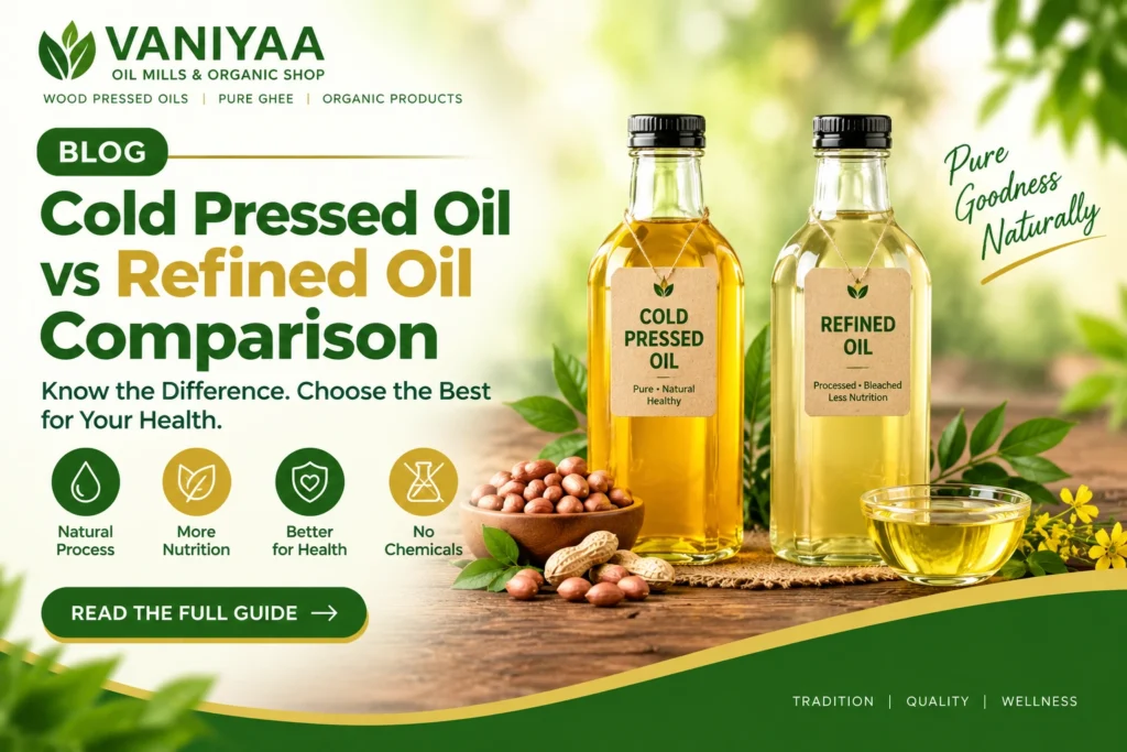 Cold pressed oil vs refined oil comparison by Vaniyaa