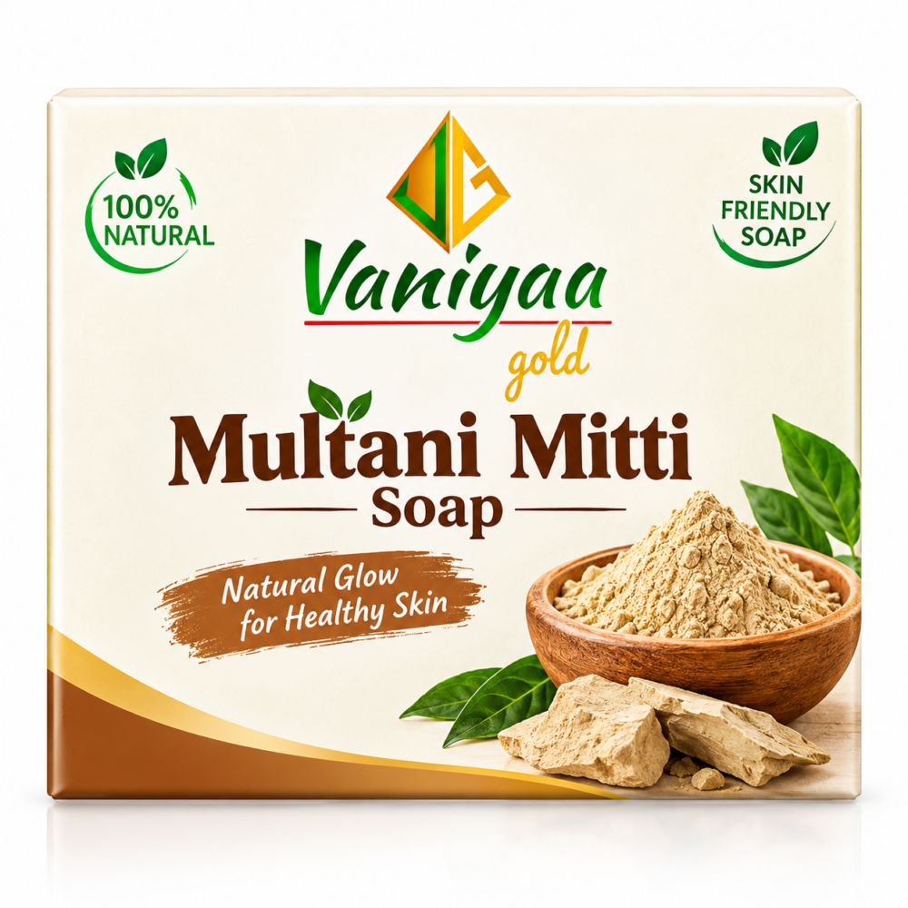 vaniyaa multani mitti Vaniyaa Gold Multani Mitti Soap – 100gm - Image 1