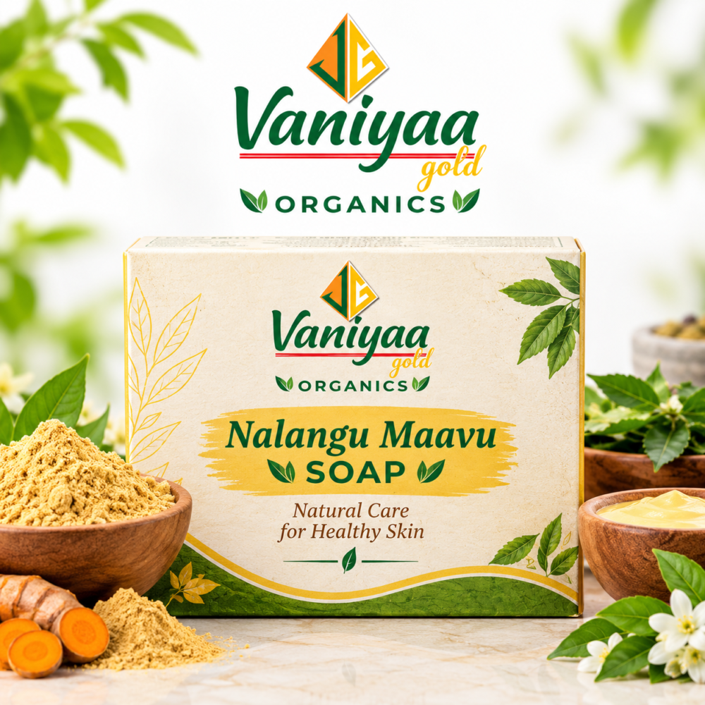 vaniyaa nalangu maavu soap Vaniyaa Organics Nalangu Maavu Soap - 100gm - Image 1